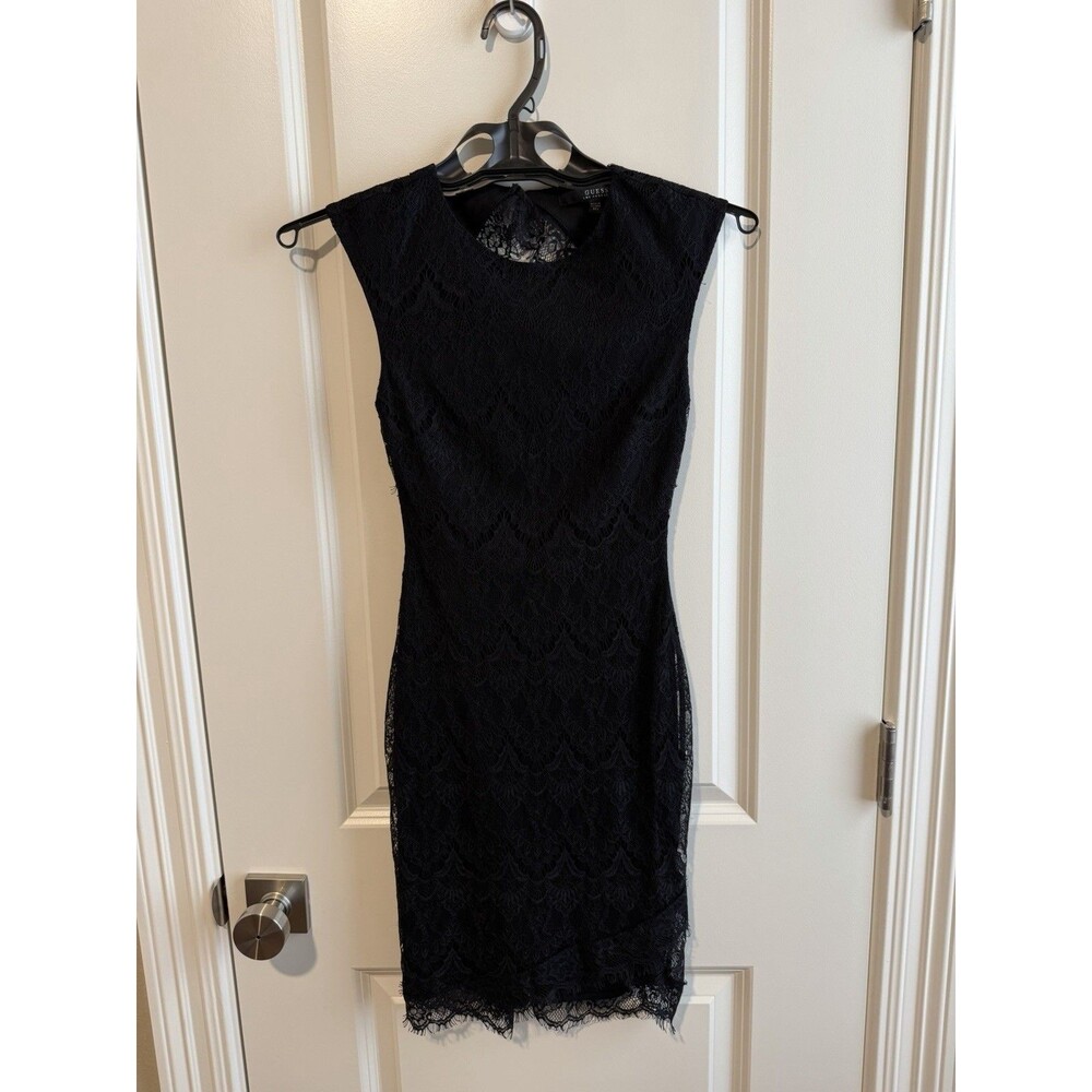 GUESS Los Angeles Black Lace Dress XXS Bodycon Open Back Cocktail LBD